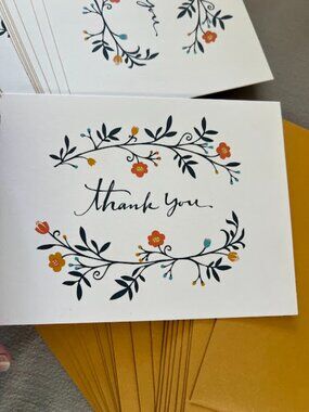 Green Inspired Floral Thank You Cards and Envelopes